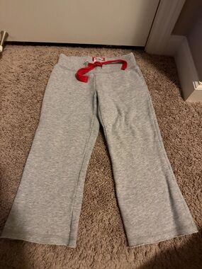 Mini Boden Gray Sweatpants with Red Drawstring
